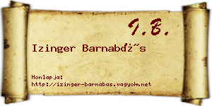 Izinger Barnabás névjegykártya
